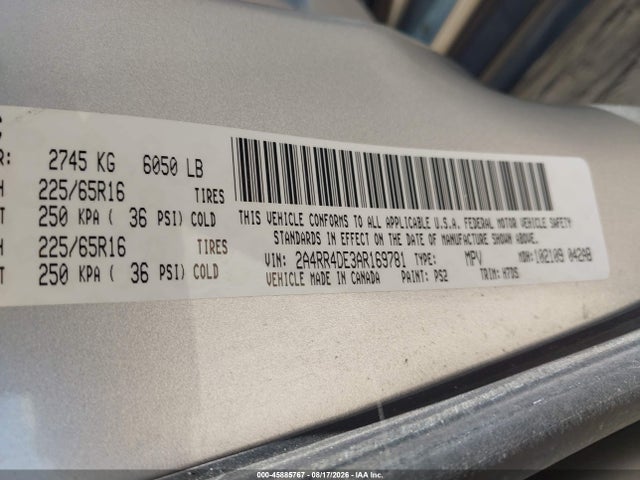 45885767 :رقم المزاد ، 2A4RR4DE3AR169781 vin ، 2010 Chrysler Town & Country Lx مزاد بيع