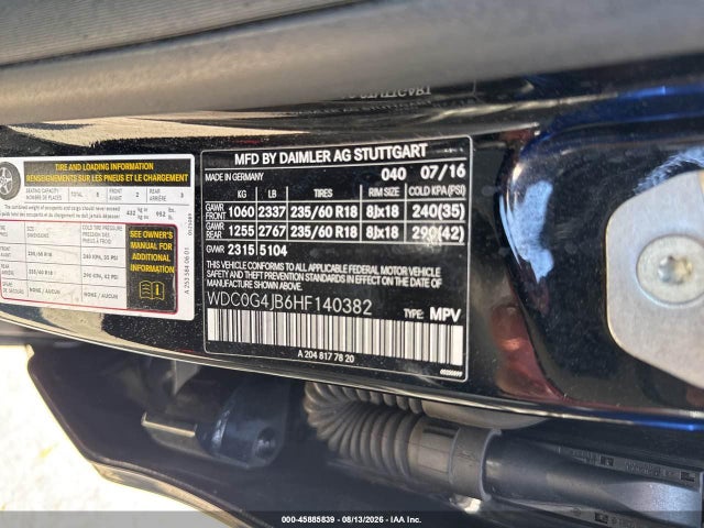 Продаж на аукціоні авто 2017 Mercedes-benz Glc 300, vin: WDC0G4JB6HF140382, номер лоту: 45885839