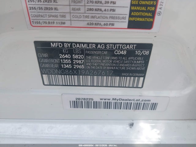 Aukcja sprzedaży 2009 Mercedes-benz S 550 4matic, vin: WDDNG86X19A267617, numer aukcji: 45885854