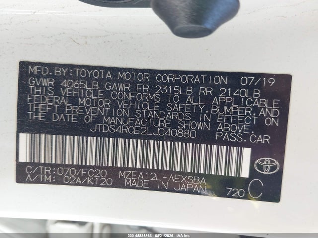 Toyota COROLLA SE 2020 JTDS4RCE2LJ040880 Image 9