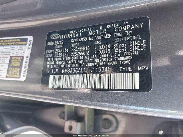 KM8J3CAL6LU119346 Hyundai Tucson Ultimate
