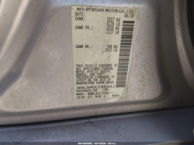 Nissan Altima 2.5 Sl 2018 1N4AL3AP0JC280341 Image 9