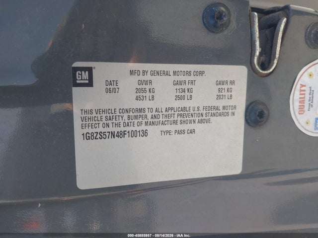 Продажа на аукционе авто 2008 Saturn Aura Xe, vin: 1G8ZS57N48F100136, номер лота: 45885957