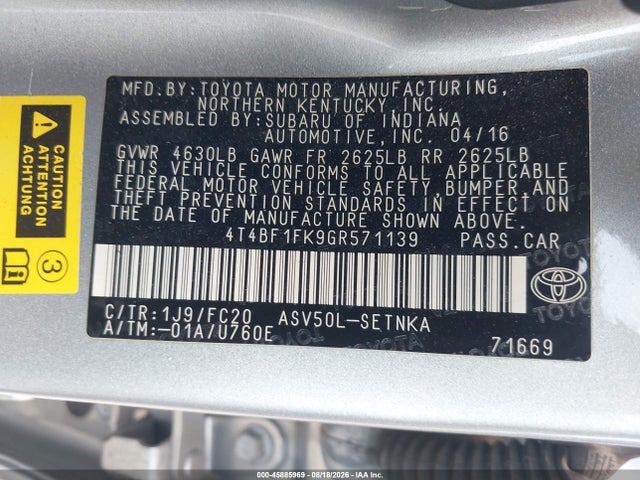 Toyota CAMRY LE 2016 4T4BF1FK9GR571139 Image 9