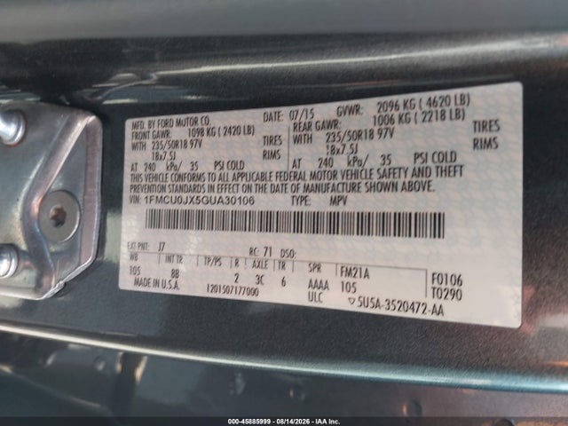Ford Escape Titanium 2016 1FMCU0JX5GUA30106 Image 9