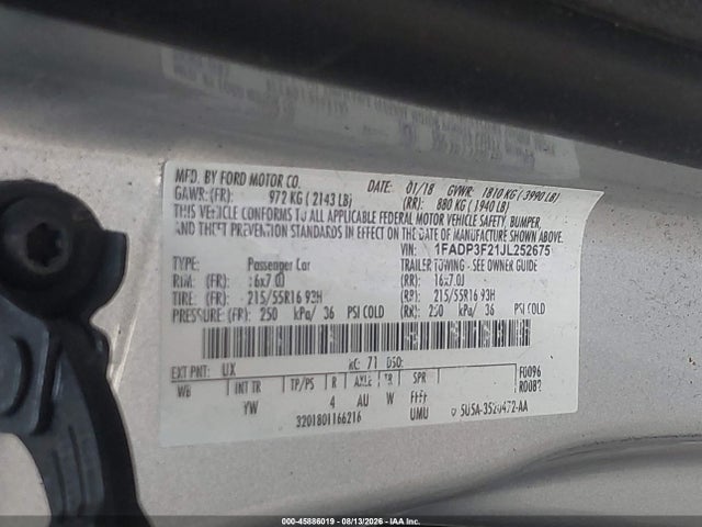 Ford FOCUS SE 2018 1FADP3F21JL252675 Image 9