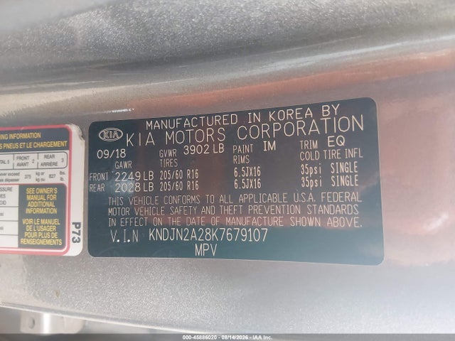 Продажа на аукционе авто 2019 Kia Soul, vin: KNDJN2A28K7679107, номер лота: 45886020