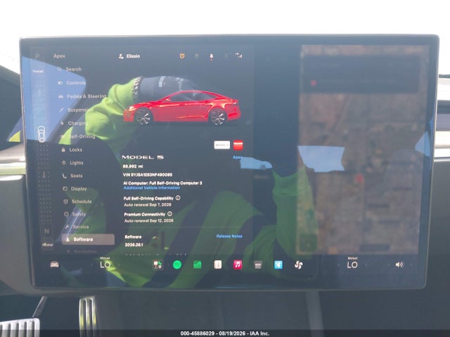 45886029 :رقم المزاد ، 5YJSA1E53NF490085 vin ، 2022 Tesla Model S Dual Motor All-wheel Drive مزاد بيع