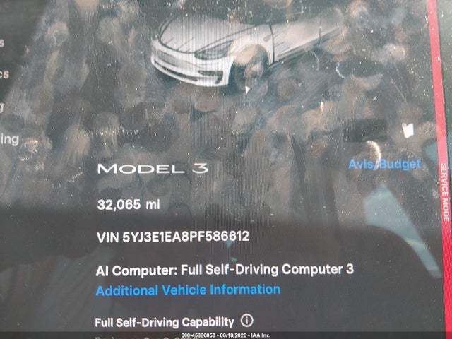 Aukcja sprzedaży 2023 Tesla Model 3 Rear-wheel Drive, vin: 5YJ3E1EA8PF586612, numer aukcji: 45886050