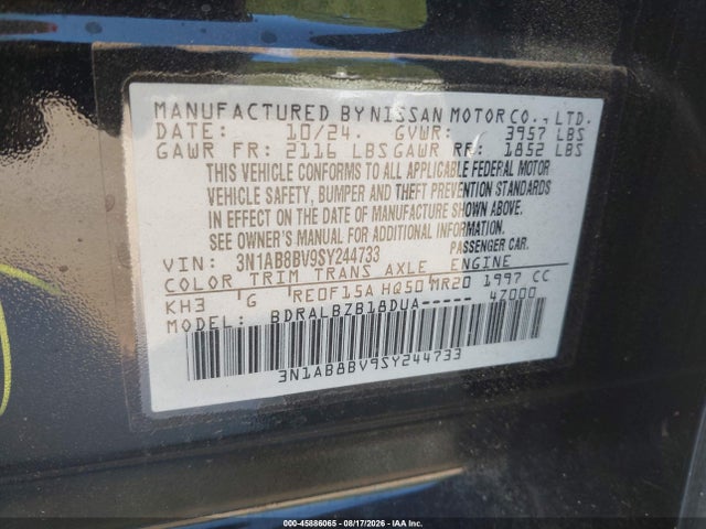 Nissan SENTRA S 2025 3N1AB8BV9SY244733 Image 9