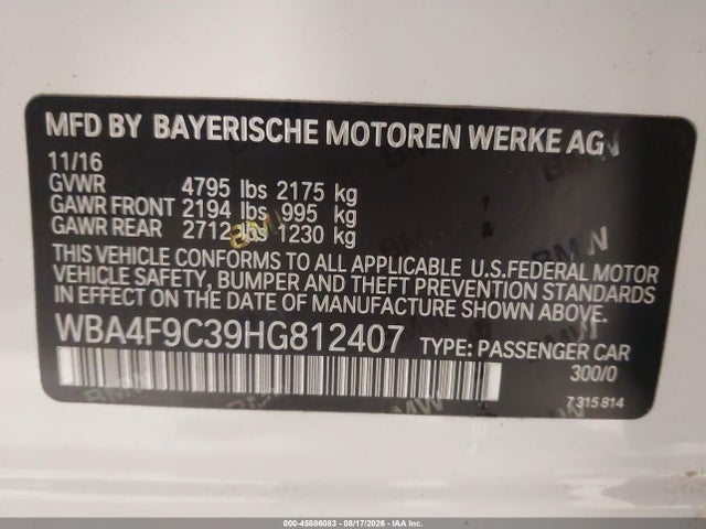 Продаж на аукціоні авто 2017 Bmw 430i Gran Coupe Xdrive, vin: WBA4F9C39HG812407, номер лоту: 45886083
