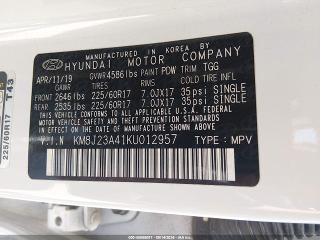 Hyundai TUCSON SE 2019 KM8J23A41KU012957 Image 9