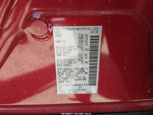 Nissan ROGUE SV 2016 5N1AT2MT7GC806370 Image 9