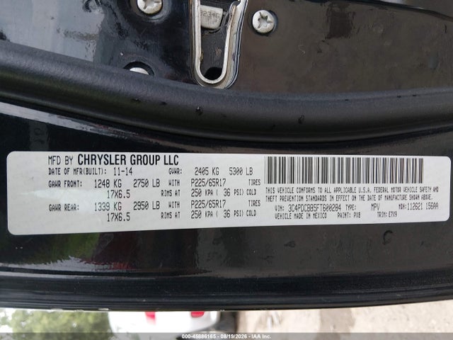 2015 Dodge Journey Sxt მანქანა იყიდება აუქციონზე, vin: 3C4PDCBB5FT600284, აუქციონის ნომერი: 45886165