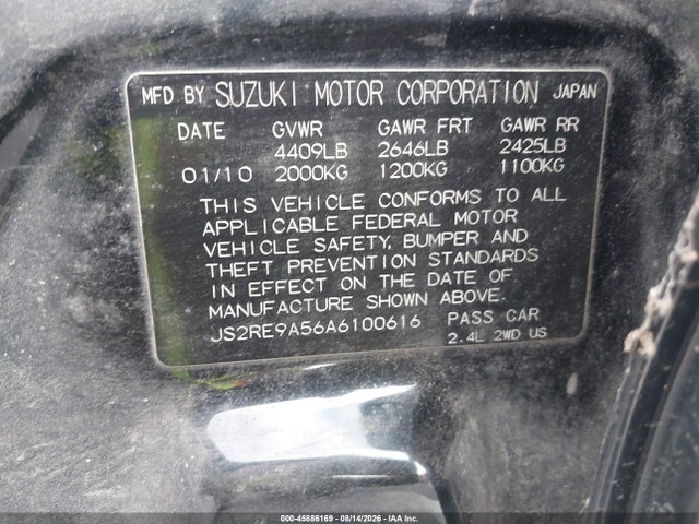 45886169 :رقم المزاد ، JS2RE9A56A6100616 vin ، 2010 Suzuki Kizashi Gts مزاد بيع