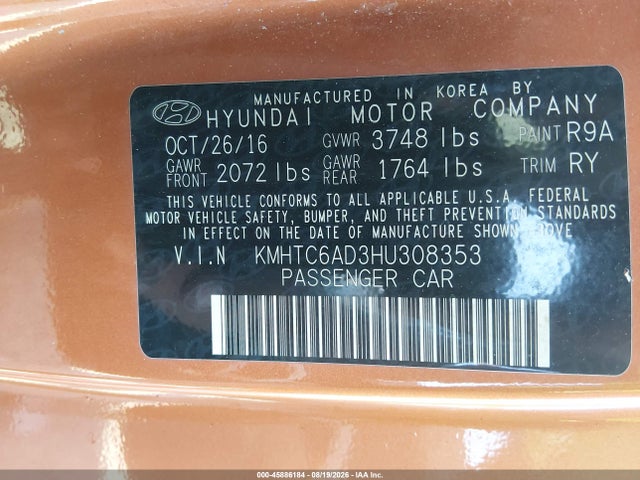 Hyundai Veloster 2017 KMHTC6AD3HU308353 Image 9