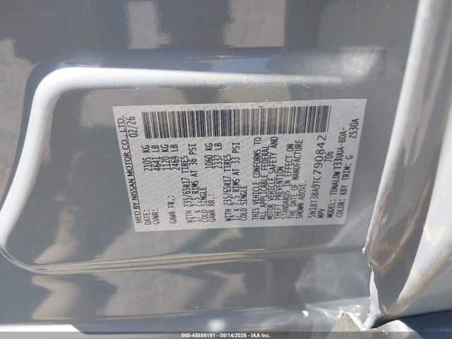 Продажа на аукционе авто 2026 Nissan Rogue Sv, vin: 5N1BT3BA9TC790842, номер лота: 45886191