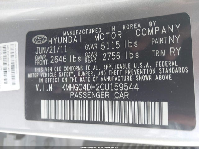 Aukcja sprzedaży 2012 Hyundai Genesis 5.0 R-spec, vin: KMHGC4DH2CU159544, numer aukcji: 45886289