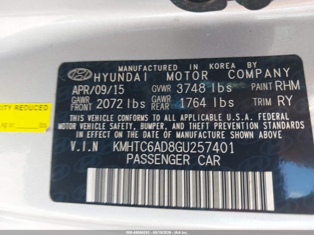 2016 Hyundai Veloster მანქანა იყიდება აუქციონზე, vin: KMHTC6AD8GU257401, აუქციონის ნომერი: 45886293