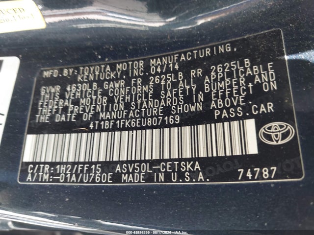 Toyota CAMRY SE 2014 4T1BF1FK6EU807169 Image 9