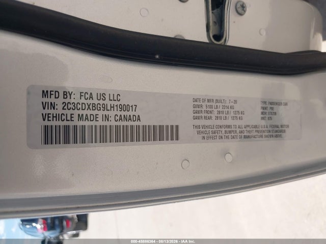 Продажа на аукционе авто 2020 Dodge Charger Sxt Rwd, vin: 2C3CDXBG9LH190017, номер лота: 45886364