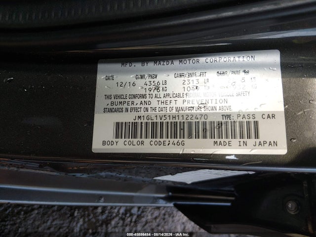 Продажа на аукционе авто 2017 Mazda Mazda6 Touring, vin: JM1GL1V51H1122470, номер лота: 45886484