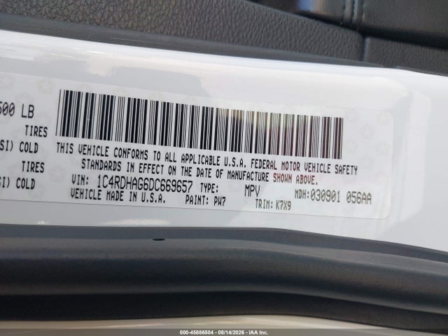 Продажа на аукционе авто 2013 Dodge Durango Sxt, vin: 1C4RDHAG6DC669657, номер лота: 45886504