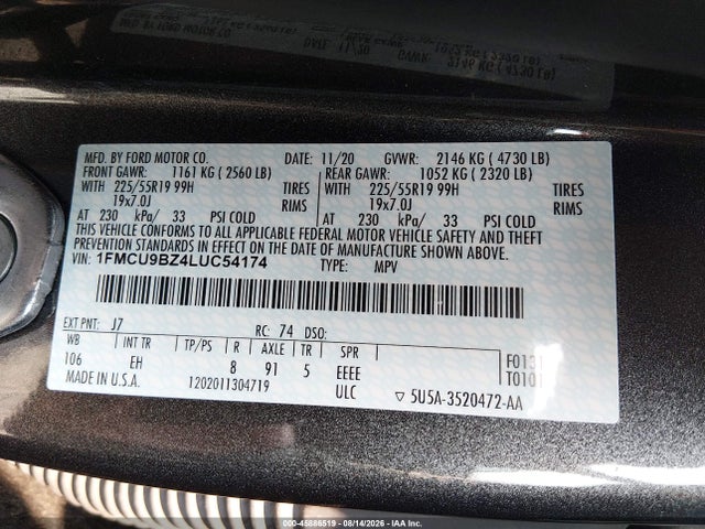 1FMCU9BZ4LUC54174 Ford Escape Se Sport Hybrid