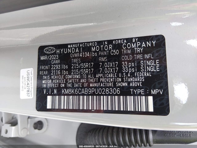 Aukcja sprzedaży 2023 Hyundai Kona Sel, vin: KM8K6CAB9PU028306, numer aukcji: 45886528