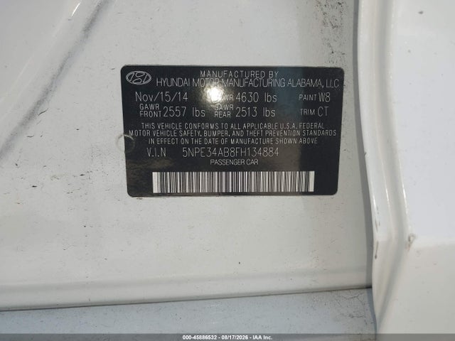 Aukcja sprzedaży 2015 Hyundai Sonata Limited 2.0t, vin: 5NPE34AB8FH134884, numer aukcji: 45886532