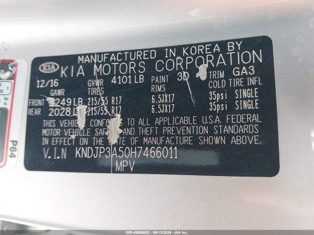 KIA SOUL + 2017 KNDJP3A50H7466011 Image 9