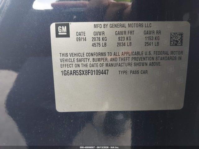 45886587 :رقم المزاد ، 1G6AR5SX8F0109447 vin ، 2015 Cadillac Cts Luxury مزاد بيع