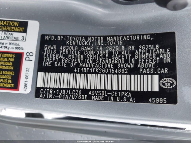 4T1BF1FK2GU154892 Toyota CAMRY XSE