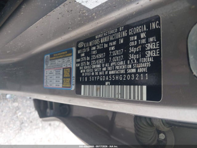 5XYPGDA55HG203211 KIA Sorento 3.3l Lx