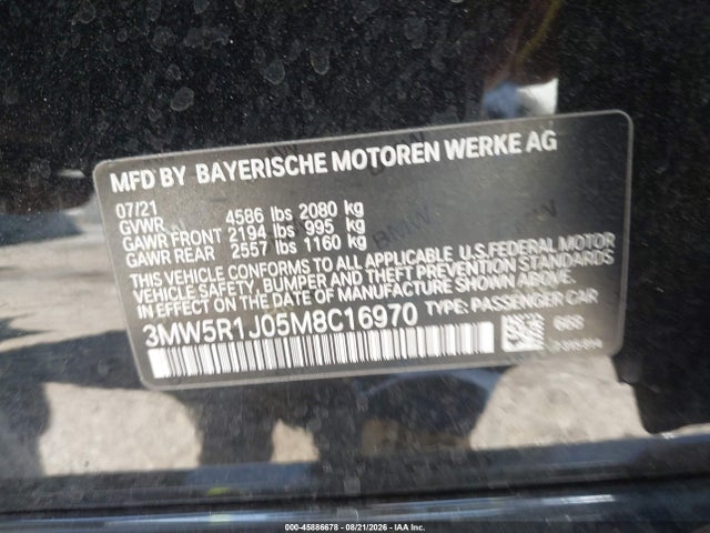 Продаж на аукціоні авто 2021 Bmw 330i, vin: 3MW5R1J05M8C16970, номер лоту: 45886678