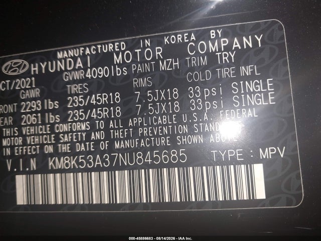 Hyundai Kona Limited 2022 KM8K53A37NU845685 Image 9