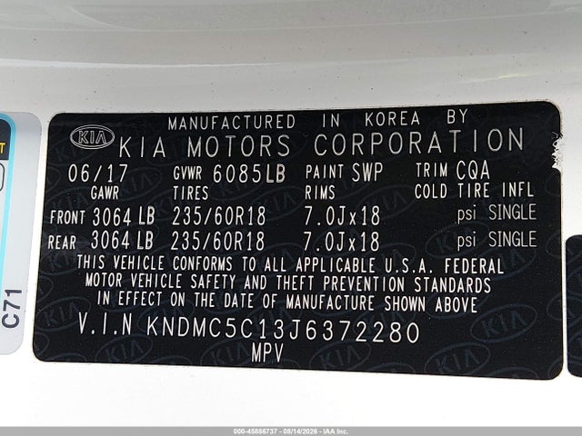 KIA Sedona Sx 2018 KNDMC5C13J6372280 Image 9