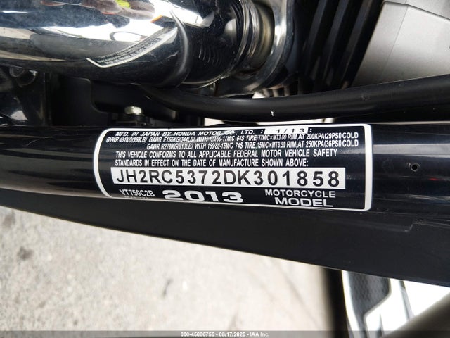 Aukcja sprzedaży 2013 Honda Vt750 C2b, vin: JH2RC5372DK301858, numer aukcji: 45886756