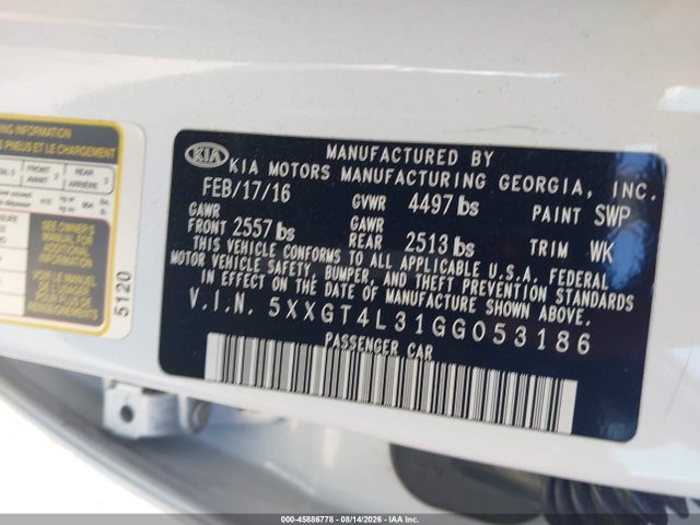 KIA Optima Lx 2016 5XXGT4L31GG053186 Image 9