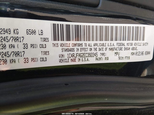 45886779 :رقم المزاد ، 1C4RJFAG2EC392245 vin ، 2014 Jeep Grand Cherokee Laredo مزاد بيع