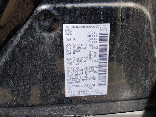 Aukcja sprzedaży 2017 Nissan Rogue Sv, vin: 5N1AT2MT7HC769242, numer aukcji: 45886808