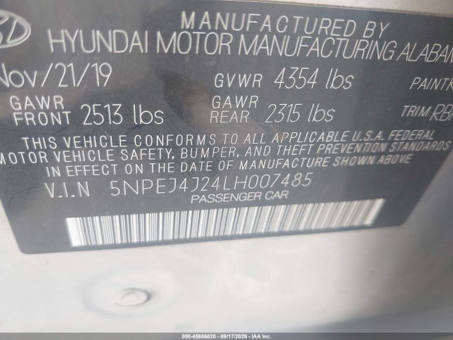 Hyundai Sonata Sel Plus 2020 5NPEJ4J24LH007485 Image 9