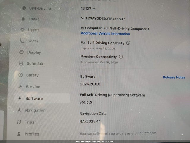 Продаж на аукціоні авто 2026 Tesla Model Y Premium/rear-wheel Drive, vin: 7SAYGDED2TF435807, номер лоту: 45886896
