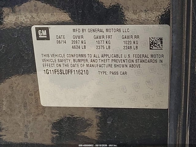 Chevrolet Malibu 1lz 2015 1G11F5SL0FF116210 Image 17