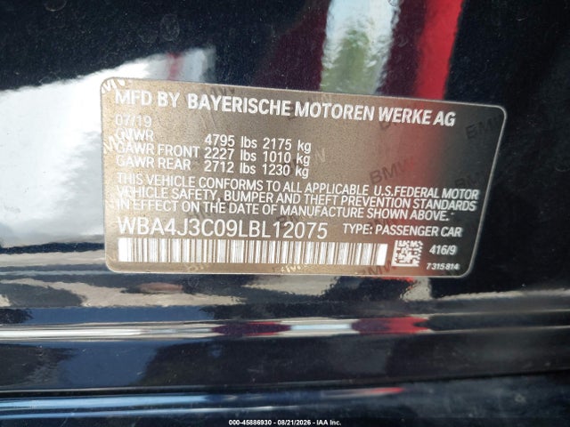 Продаж на аукціоні авто 2020 Bmw 430i Gran Coupe Xdrive, vin: WBA4J3C09LBL12075, номер лоту: 45886930
