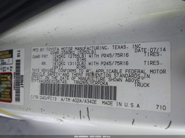 5TFTX4GN5EX036749 Toyota Tacoma Prerunner