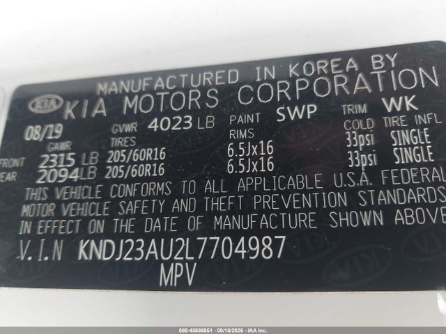 Продаж на аукціоні авто 2020 Kia Soul Lx, vin: KNDJ23AU2L7704987, номер лоту: 45886951