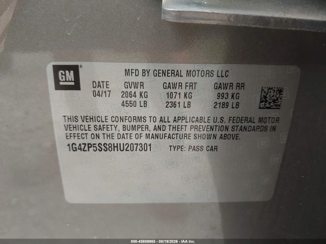 Aukcja sprzedaży 2017 Buick Lacrosse Essence, vin: 1G4ZP5SS8HU207301, numer aukcji: 45886965