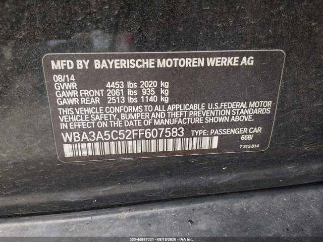 Aukcja sprzedaży 2015 Bmw 328i, vin: WBA3A5C52FF607583, numer aukcji: 45887021