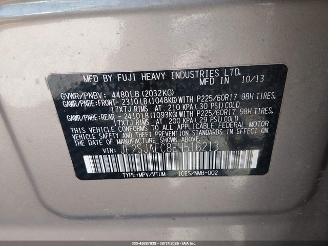JF2SJAEC8EH516213 Subaru Forester 2.5i Premium